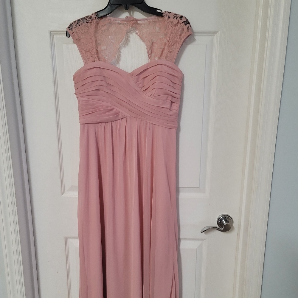 Scarlett Womens Ladies Blush Sleeveless Lace Trim Bridesmaid maxi Dress Size 8
